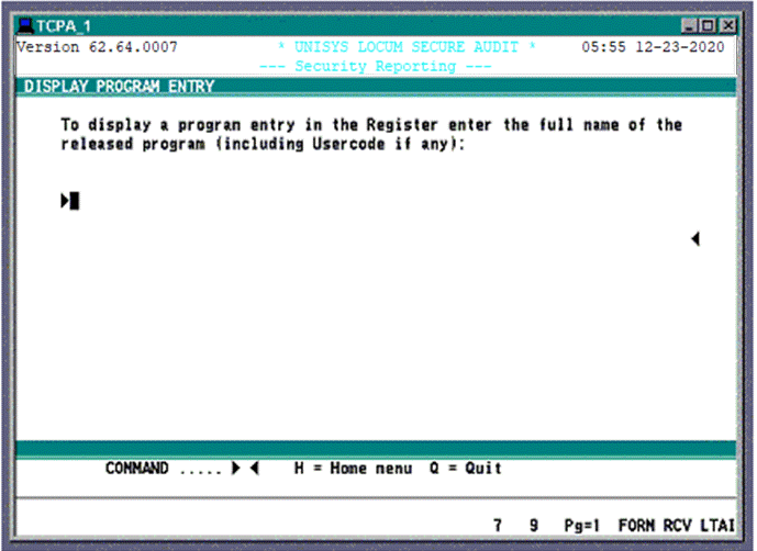 Displaying a Program Entry